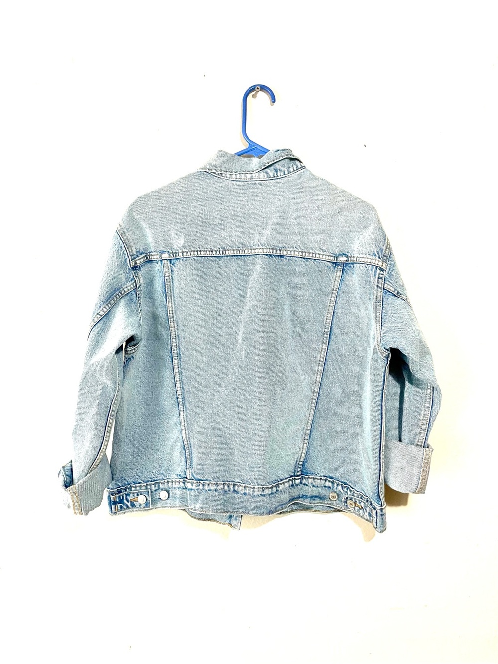 Old Navy Denim Jacket L Distressed Blue Classic Trucker Streetwear Light Wash - Picture 5 of 7